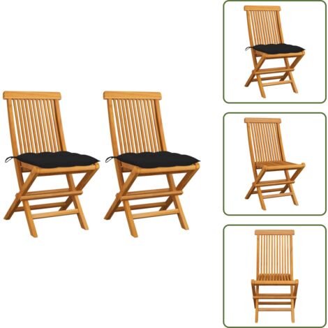 Emmtore Gartenstühle Set 2 STK - Massivholz Akazie Mit Grauen Kissen