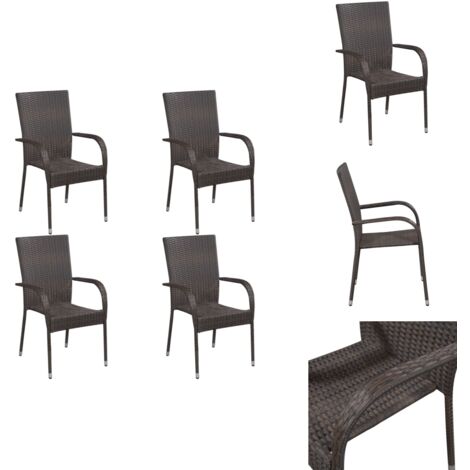 Stapelbare Gartenstühle 4 Stk. Poly Rattan Braun Gartensessel
