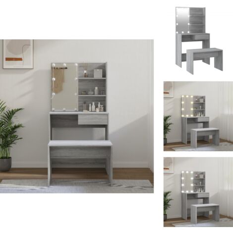 Schminktisch Mit LED Beleuchtung & Bluetooth - 100cm Frisiertisch Mit 5 Schubladen