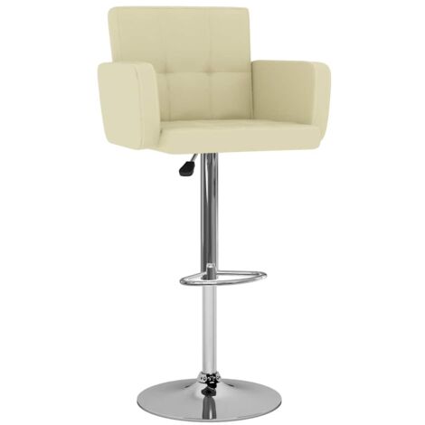 Barhocker Creme – Höhenverstellbar & Drehbar, Kunstleder & Chrom, Mit Fußstütze (40x47x90-111 Cm)