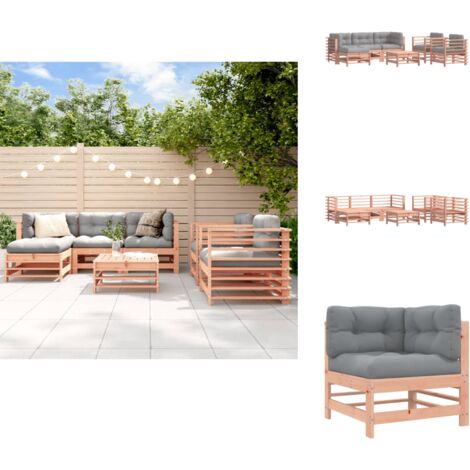 7tlg. GartenLoungeSet mit Kissen Massivholz Douglasie