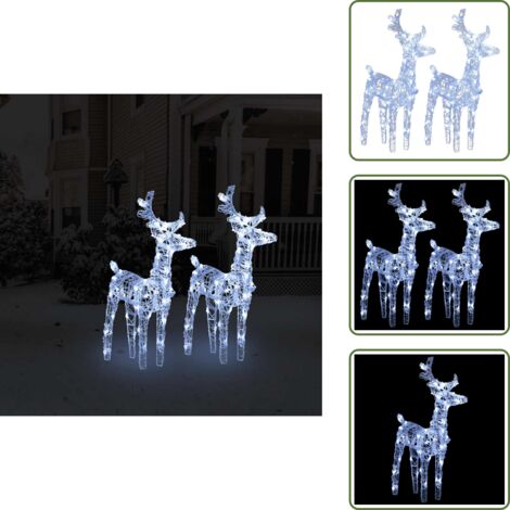 Led Rentier LED-Rentiere 2 Stk. Kaltweiß 80 LEDs Acryl - LED-Dekoration ...