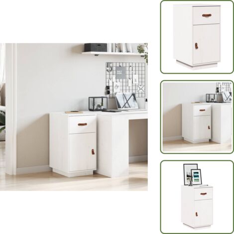 Schreibtisch-Schrank Weiß 40x50x75 cm Massivholz Kiefer - Schreibtischschrank - Massivholzmöbel - Kiefernschrank - Wohnzimmermöbel - Aufbewahrungsbox