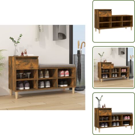 Schuhregal Räuchereiche 102x36x60 cm Holzwerkstoff - Schuhschrank - Schrank - Regal - Garderobe - Aufbewahrung (1/5)