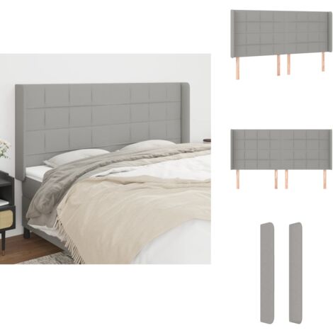 VidaXL Kopfteil Mit Ohren Hellgrau Samt - 163cm Breit Höhenverstellbar Betthaupt