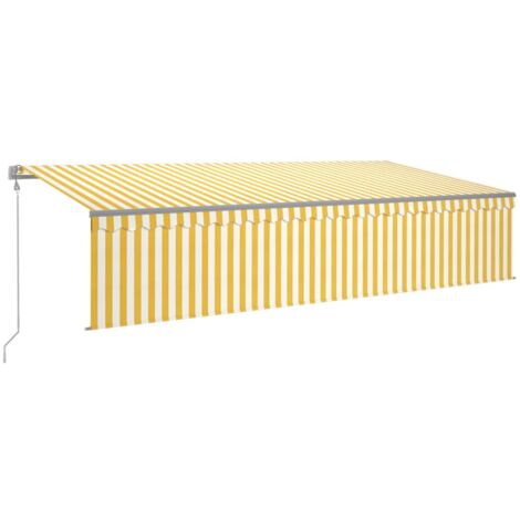 Markise Automatisch mit Rollo LED Windsensor 6x3m Gelb Weiß Outdoor