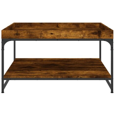 Couchtisch Räuchereiche 80x80x45 cm Holzwerkstoff und Eisen ...
