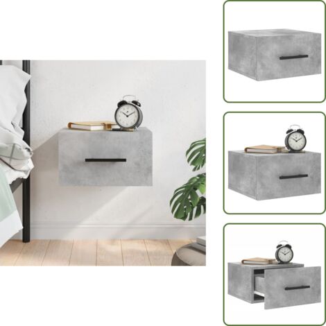 Wand-Nachttisch Betongrau – Mit Schubladen, 45x30x35 Cm, Platzsparend & Stabil