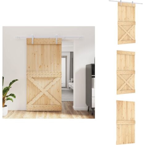 Massbinet Kiefer Massivholz Schiebetür 100x210cm - Komplettset Mit Beschlag