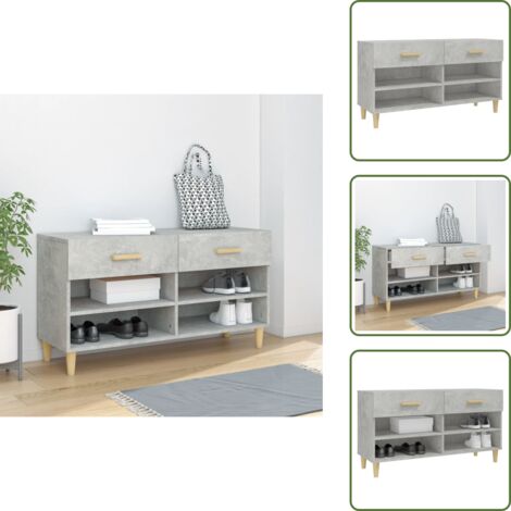 Schuhschrank Betongrau 102x35x55 cm Holzwerkstoff - Schuhschrank - Schrank - Garderobe - Aufbewahrung - Deko (1/5)
