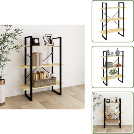 Bücherregal 3 Böden 80x30x105 cm Massivholz Kiefer - Buche Regal - Holzkasten - Bücherständer - Wohnraumgestaltung - Industrielles Design (1/5)