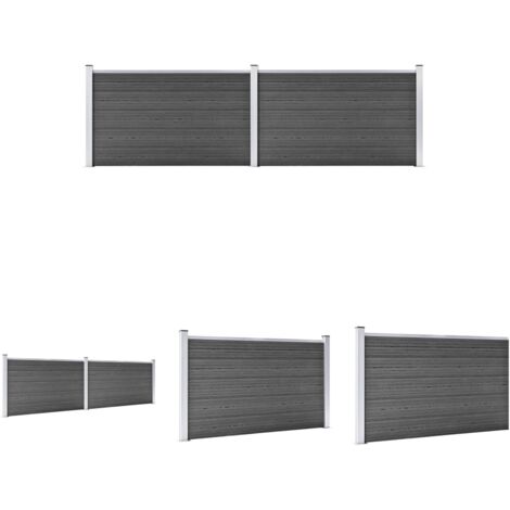 The Living Store -  Zaunelement Set WPC 353x105 cm Schwarz