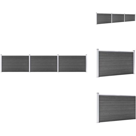 Zaunfelder - Living Zaunelement Set WPC 526x105 cm Schwarz