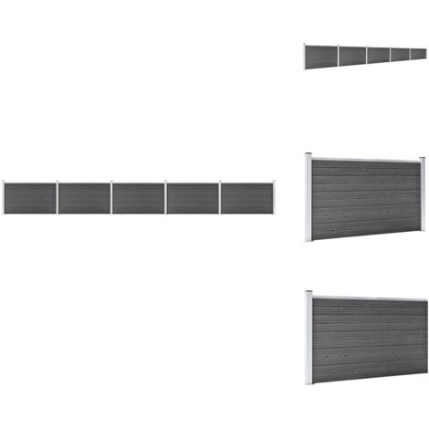Zaunfelder - Living Zaunelement Set WPC 872x105 cm Schwarz