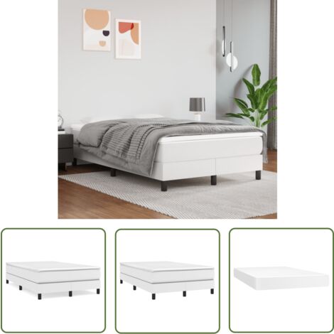 The Living Store Boxspringbett mit Matratze Weiß 120x200 cm Kunstleder - Boxspringbett - Betten - Doppelbett - Weißes Bett - Kunstlederbett (1/5)