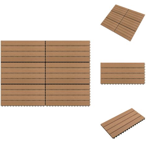 Terrassenfliesen 6 Stk. WPC 60x30 cm 1,08 m² Braun Terrasse Fliesen