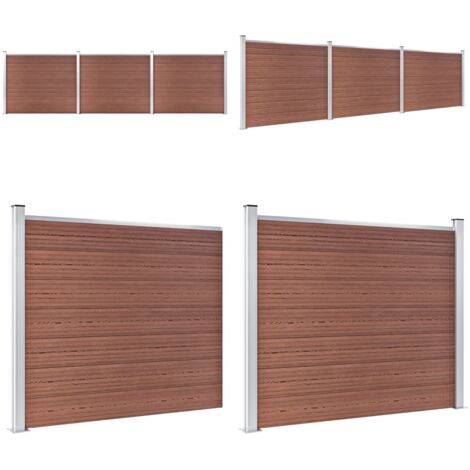 Zaunelement Set WPC 526x146 cm Braun Zaunelement Gartenzaun WPC