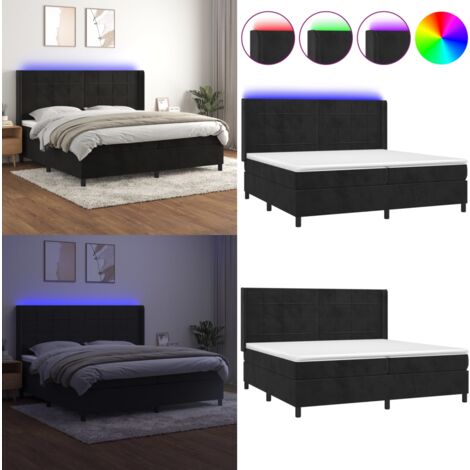 Boxspringbett mit Matratze & LED Schwarz 200x200 cm Samt ...
