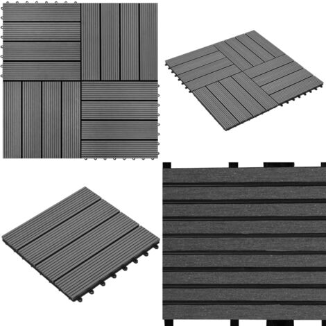 22 Stk. Terrassenfliesen 30 x 30 cm 2 qm WPC Grau Terrassenfliesen