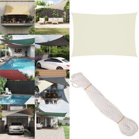 Rechteckiges Sonnensegel 5x7m Beige - 90% UV-Schutz HDPE Garten Sonnenschutz