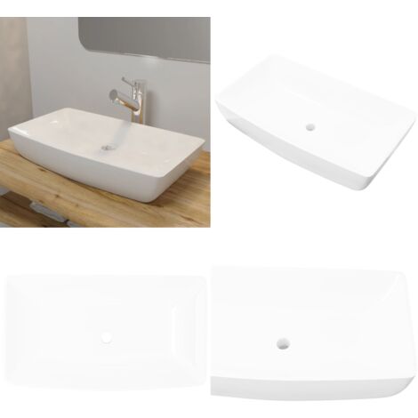 MAISINK Waschbecken Weiß, Rechteckig 40,6x30,5 Cm: Überbau-Keramikbecken Für Badezimmer & Gäste-WC