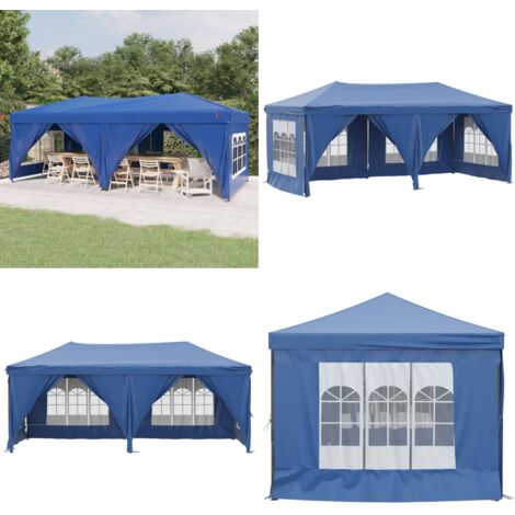 Partyzelt Faltbar mit Seitenwänden Blau 3x6 m Partyzelt Partyzelte