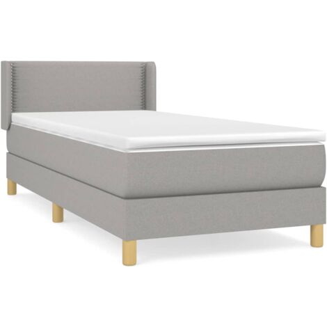 Boxspringbett mit Matratze Hellgrau 90x200 cm Stoff main image 1