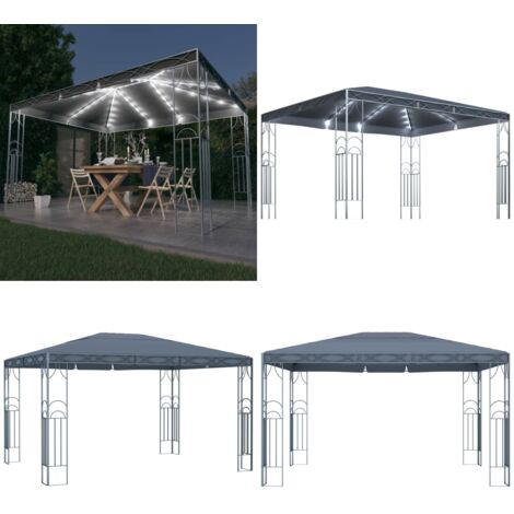 Pavillon mit LEDLichterkette 400x300 cm Anthrazit Pavillon