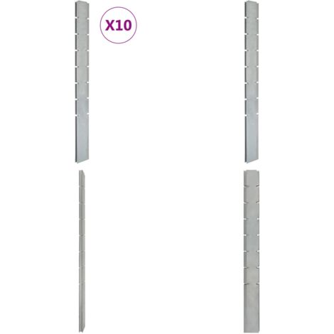 Zaunpfosten 10 Stk. Silbern 200 cm Verzinkter Stahl Zaunpfosten