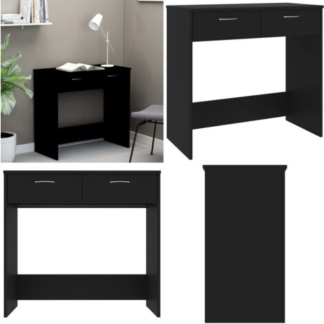 Schreibtisch Schwarz 80x40x75 cm Holzwerkstoff - Schwarzer Schreibtisch - Schreibtisch Schwarz - Holzwerkstoff Tisch - Schreibtisch Mit Schubladen - Kleiner Schreibtisch - Home & Living