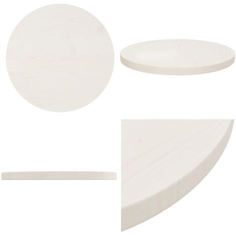 Runde Tischplatte Weiß – Ø50 X 3 Cm, Massives K Produktbild-Vorschau 2