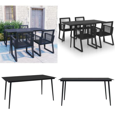 5tlg. GartenEssgruppe PVC Rattan Schwarz GartenEssgruppe Garten