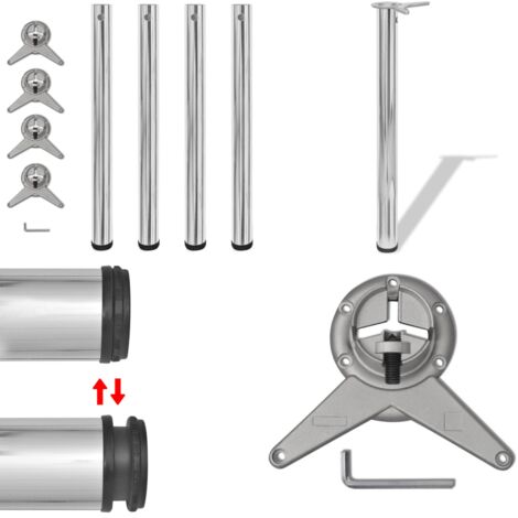 4x Höhenverstellbares Tischbein Tischbeine Chrom 710 Mm - Tischbein ...