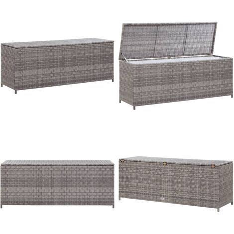 GartenAuflagenbox Grau 150x50x60 cm Poly Rattan Gartenaufbewahrung