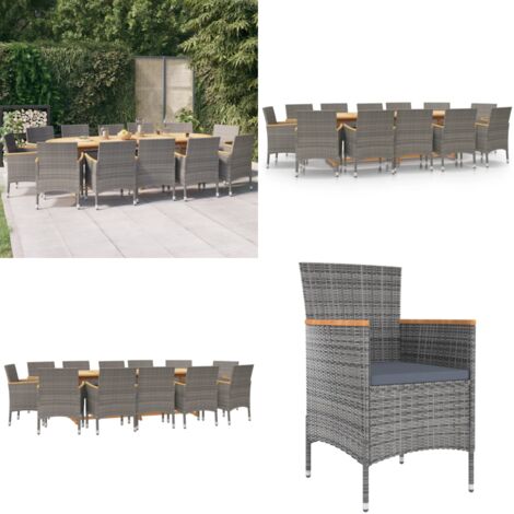 13tlg. GartenEssgruppe mit Kissen Grau Garten Essgruppe Garten