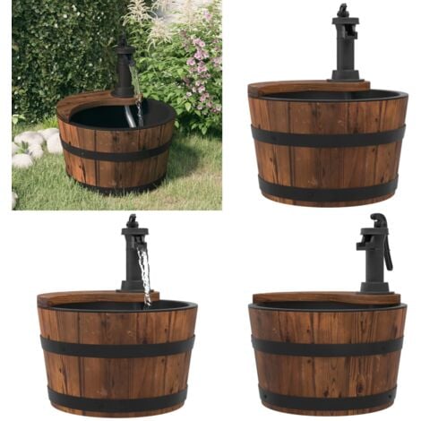 Gartenbrunnen mit Pumpe 28x28x34,5 cm Massivholz Tanne Gartenbrunnen
