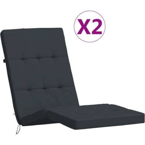 LiegestuhlAuflagen 2 Stk. Schwarz OxfordGewebe Gartenstuhlkissen