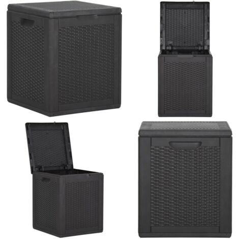GartenAufbewahrungsbox 90 L Schwarz PP Rattan Gartenschuppen