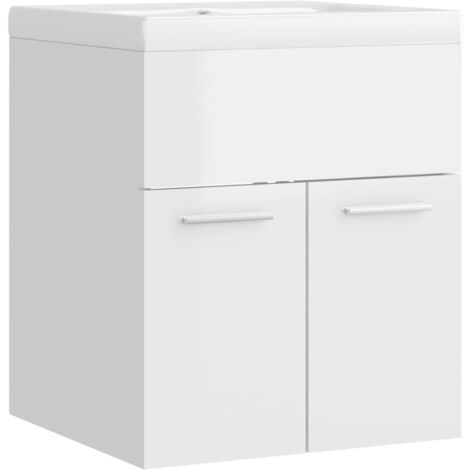 VidaXL Mobiletto Sottolavabo Con Lavabo Da Incasso In Ceramica, Bianco, Truciolato, 1 Cassetto, 41x38,5x48 Cm, Per Bagno E Lavanderia