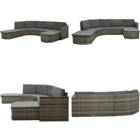 4tlg. GartenLoungeSet mit Auflagen Poly Rattan Grau