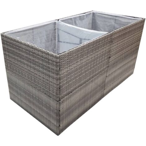 Pflanzkübel Grau 157x80x80 cm Poly Rattan Pflanzkübel Blumentopf