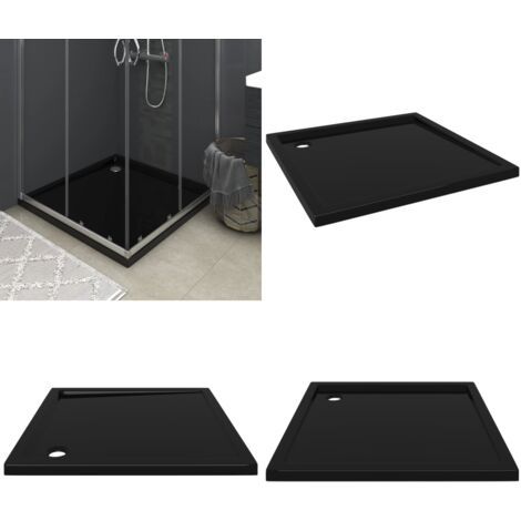 VBChome Acryl-Duschwanne 90x90 Cm Schwarz – Mit Stone-Struktur, Siphon, Bodengleich, Rutschfest & Pflegeleicht