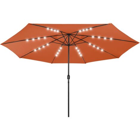 Sonnenschirm mit LEDLeuchten und Metallmast 400 cm Terrakotta