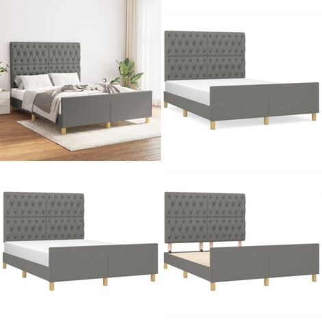 Bettgestell ohne Matratze Dunkelgrau 120x200 cm Stoff