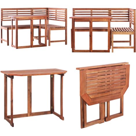 2tlg. BistroSet Akazie Massivholz Gartenmöbel Set Gartentisch