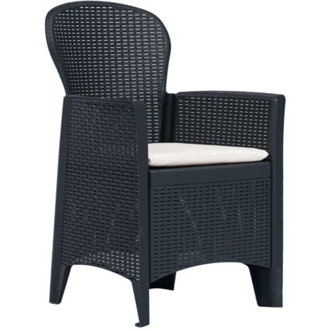 3tlg. BistroSet Kunststoff Anthrazit RattanOptik Outdoor Möbel