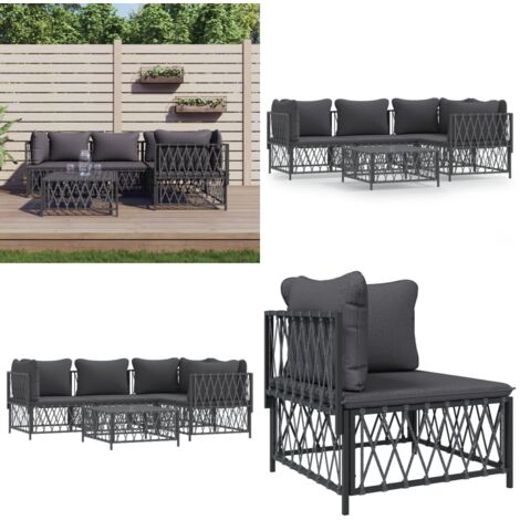 5tlg. GartenLoungeSet mit Kissen Anthrazit Stahl Garten Lounge Set