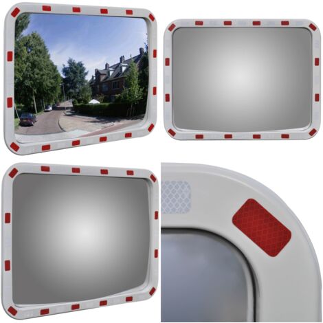 SKM Verkehrsspiegel 40x60cm Konvex | Mit Reflektoren Für Kreuzungen & Einfahrten