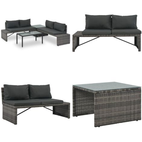 Sonnenliege Mit Auflage Hellgrau 63x200x81 Cm Poly Rattan - Sonnenliege