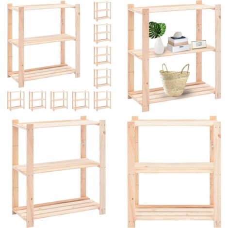 VidaXL Kiefern Regal 3 Böden - Massivholz Lagerregal 150kg Tragkraft